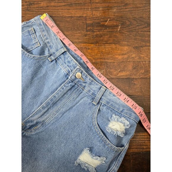 Wide Leg Distressed Casual Jeans - Picture 5 of 14